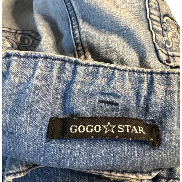 GOGO Star Girls Junior Distressed Crop Short Pants Blue Size 9 Sku 2531 - Picture 4 of 12